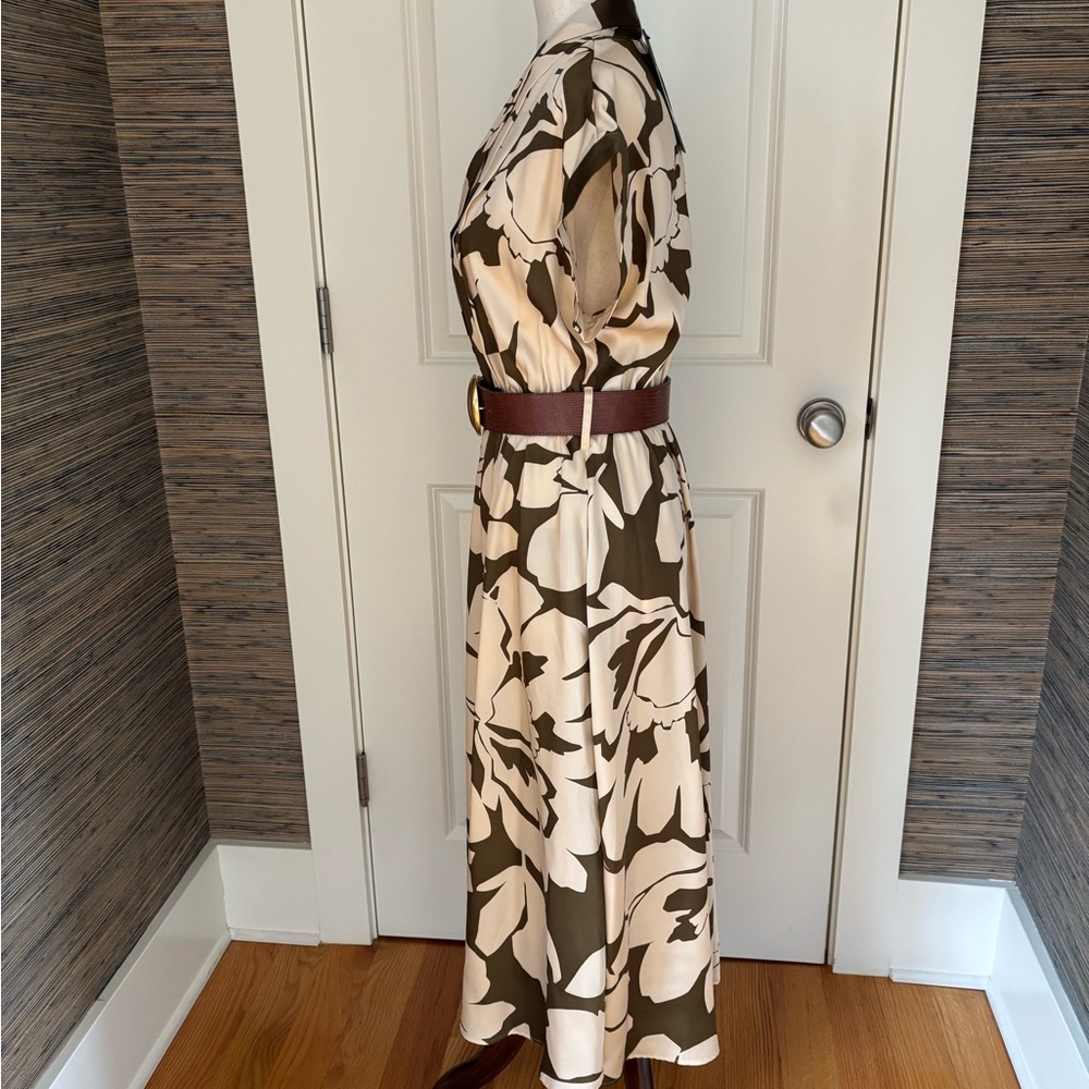 Donna Karan Olive and Cream Floral Dress - Picture 6 of 8